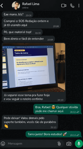 Print enviado: conversa de Rafael Lima sobre o SOS Redação